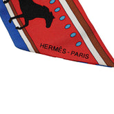 エルメス ツイリー SEQUENCES セカンス 馬 ホース モチーフ スカーフ レッド マルチカラー シルク レディース HERMES 【中古】